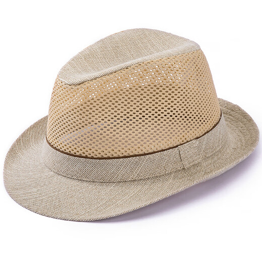 Middle-aged and elderly hat men summer top hat sun hat cool hat casual outdoor mesh summer dad breathable straw hat grey 56 cm