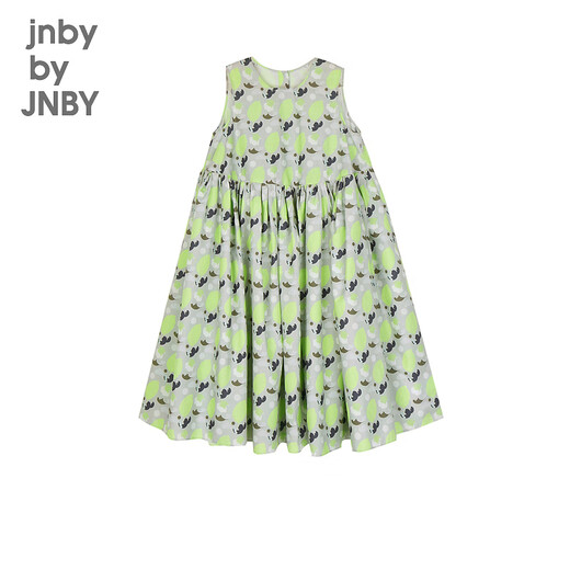 Jnby par Jnby Jiangnan Tissu de vêtements pour enfants robe sans manches de manchette Summer Match Match Casual Mid-Longing Jirt Filles 1N5G12350 088 GREN-GREEN combinaison 120 cm