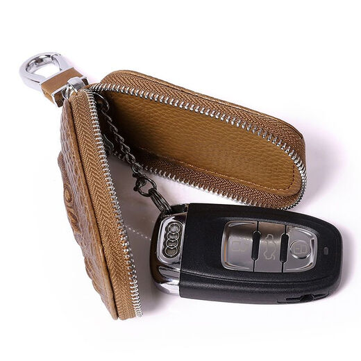 Первый слой Cowhide Car Caue Bag для мужской подлинной кожи простая сумка на молнии для мини -трейлера по талии Ключевой корпус Универсальный черный крокодиловый рисунок (13662)