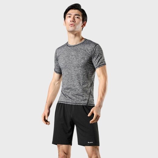 LATIT [JD.com's own brand] sports suit men's casual shorts running fitness basketball training quick-drying clothes thin short-sleeved t-shirt NZ9006-grey-short-sleeved two-piece set-XL