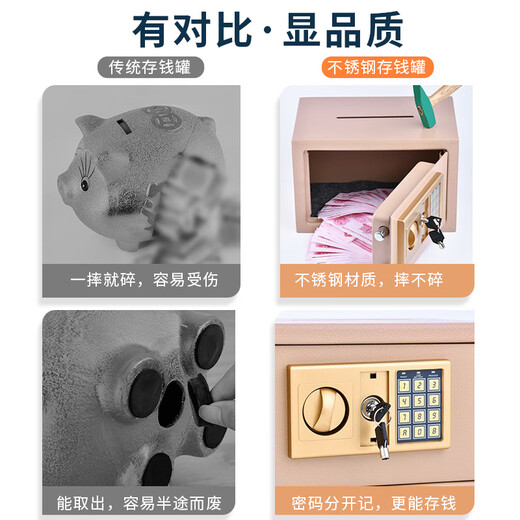 Manami Piggy Bank for Children Boys and Girls Gift New Electronic Code Key Lock Piggy Bank for Adults to Save Money Large Piggy Bank 2025 New Tuhao Gold Electronic Lock + Key Large Size - Save 100W What you keep is wisdom