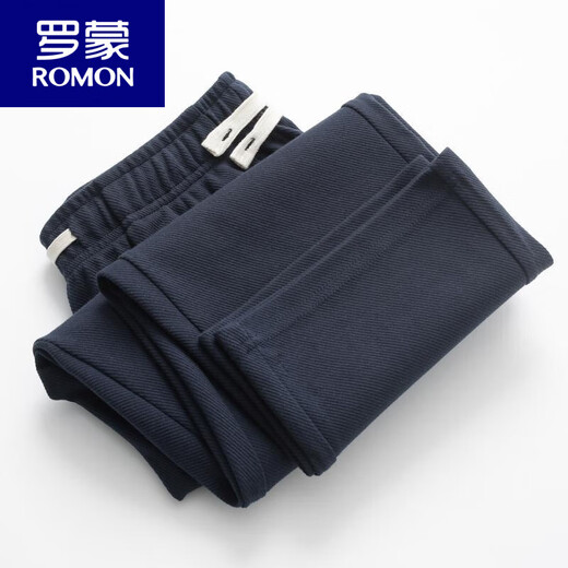 罗蒙（ROMON）大码300斤春秋斜纹重磅直筒卫裤男美式运动裤宽松垂感百搭休闲裤 藏青色 XL 适合85-125斤