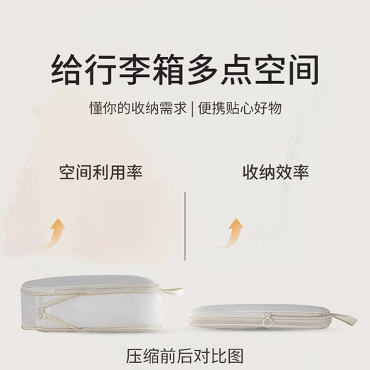 天元尚品旅行收纳袋衣服行李箱收纳包出差旅游内衣分装袋羽绒服收纳袋 【升级压缩款】米色-6件套
