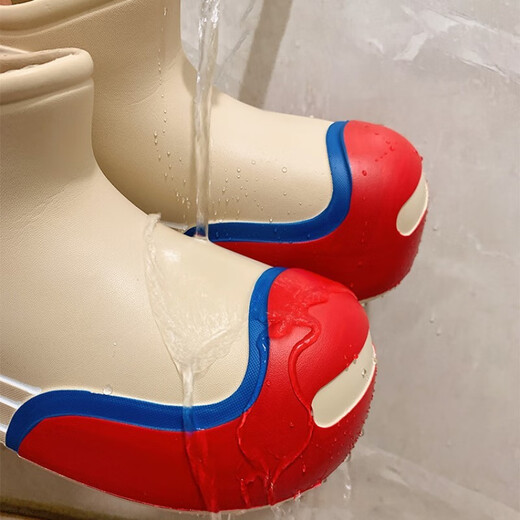 Zhenxi Botas de lluvia para mujeres tubos cortos de moda, dibujos animados lindo Eva Summer grueso Suele impermeable sin deslizamiento Botas de lluvia para adultos resistentes a los adultos Khaki 36.5 Adecuado para tamaños 36-37