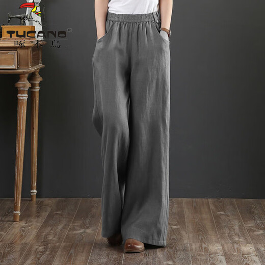 Pantalones de algodón y lino de pata de carcasa de carpintero para mujeres en verano Nuevo estilo coreano Pantalones de piso de pierna recta de moda