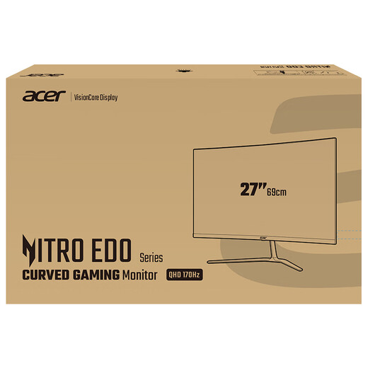 宏碁（Acer）暗影骑士27英寸2K+170Hz+1500R曲率窄边框(2HDMI+DP）快速液晶曲面电竞显示器ED270U P