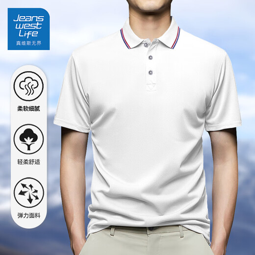 JEANSWEST LIFE真维斯2025新款短袖polo衫男款翻领t恤纯色上衣服男装男士polo衫 黑色698 3XL （建议140-160斤）