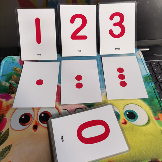 儿童数字卡片宝宝早教幼儿园认数识数1-10玩具配对英语教具 0-10数字+1-10点数红色21图6寸