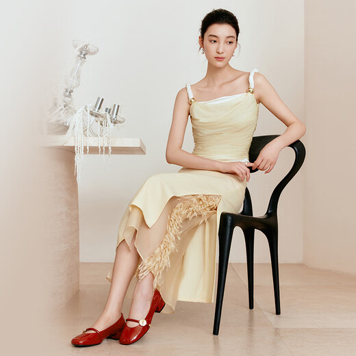 
Best 24 autumn fashion Mary Jane shoes square toe women's single shoes RD21ACQ4 orange red 39