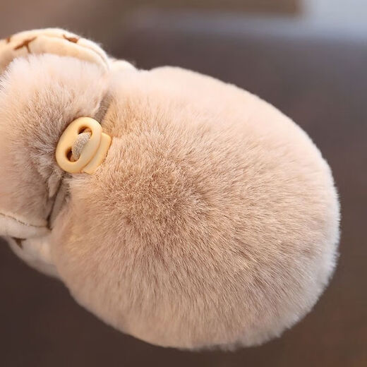 Tutu dawen nouveau-né bébé chaussures de coton 0-1 ans en automne et en hiver semelle douce-semelle de fourrure 6-12 mois ne vous débarrassez pas du couvercle de fitness portable à double face (beige) 1 paire une taille recommandée 0-12 mois (12 cm de longueur)