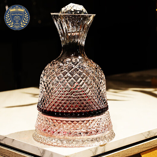 Xiangxing high-end crystal glass red wine decanter wine wine set with cover rotating wine decanter jug wine bottle rotating cover decanter cleaning beads 1500ml