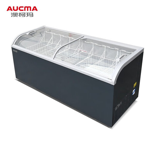 
AUCMA [Chinese old brand] Commercial large capacity island display freezer Quick-frozen seafood horizontal ice cream ice cream commercial freezer Supermarket convenience store combination freezer 753L straight cabinet curved glass 2000*754*830
