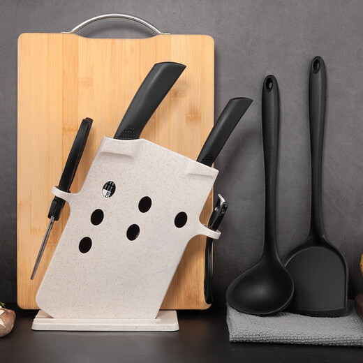 利皇菜刀刀具厨具套装家用厨房厨具全套一整套切菜板切菜刀锅铲组合 【楠竹板】菜刀锅铲五件套