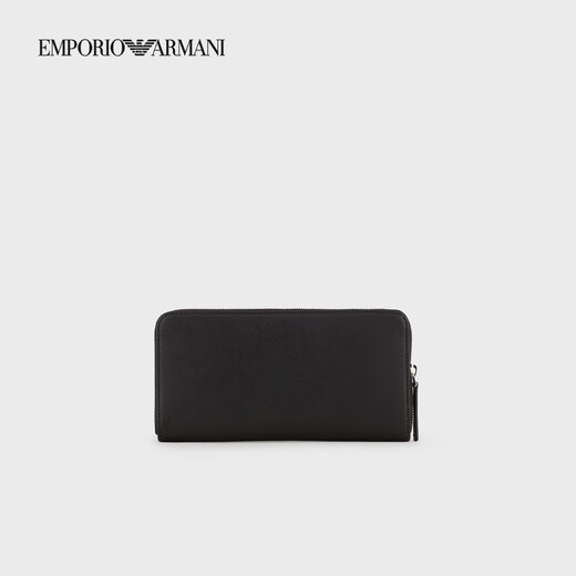 EMPORIO ARMANI/阿玛尼官方旗舰【礼物】新款男女情侣款长款多卡位手拿钱包夏季 81072-黑色