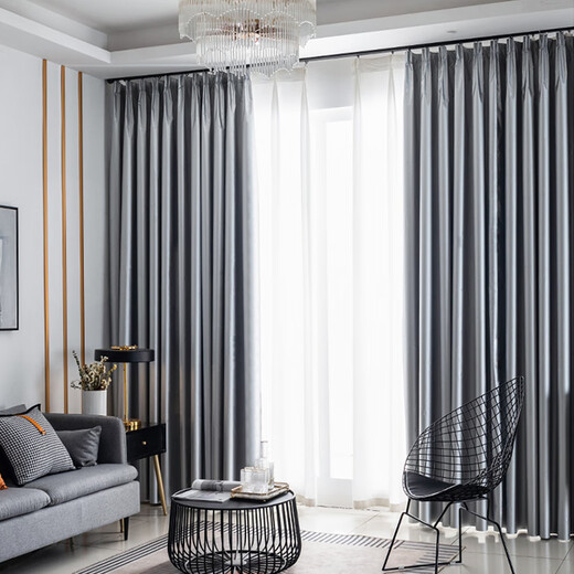 
Ali curtains full blackout cloth sunshade finished product hole-free hook sound insulation heat insulation curtains