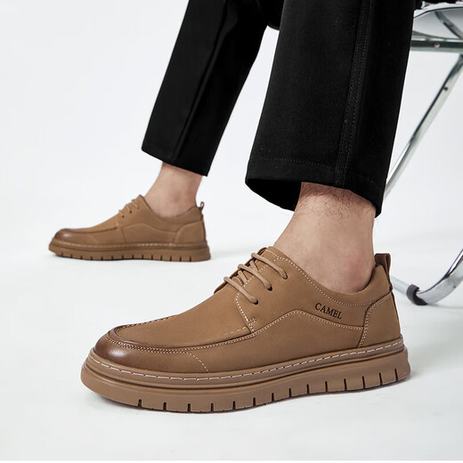 Camel (Camel) Retro British Trute British Tray Low Top Business Casual Cuero Zapatos para hombres G14A836627 Caki 40