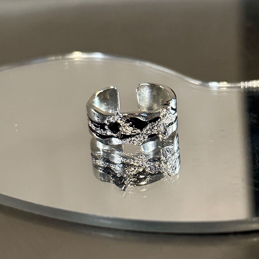 MOLC dark starburst ring men and women niche design simple light luxury ring cold style high-end open ring gift R0579 dark starburst ring 1 pair