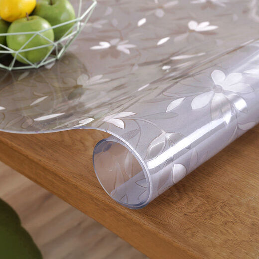 Feather Pocket Transparent PVC Tablecloth Soft Glass Waterproof, Oilproof and Anti-scalding Table Mat Rectangular Coffee Table Dining Table Mat Crystal Plate Tablecloth Upgraded Environmentally Friendly Pure Ultra-High Transparent 1.5 Style Width 80cm*150cm