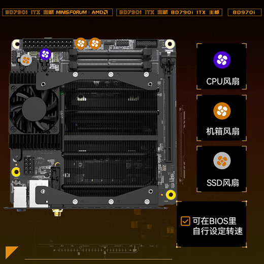 Mingfan (Minisforum) BD790I /BD795I SE Onboard Ryzen 9-7945HX ITX Computer Boardboard Office-Spiel BD790i [R9-7945HX National Standard] Dual Channel 96G+1TB