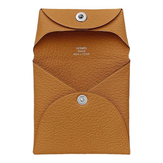 Hermès (Hermes) Portefeuille de pièces pour hommes et femmes portefeuille pliant de chèvre Sac de carte argentée plaquée et claque de palladium à la mode chinoise Gift Brown