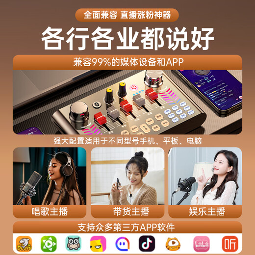 Jinyun sound card live broadcast equipment complete set external mobile phone computer recording outdoor anchor singing microphone complete set all-purpose model - complete set of sound card + handheld microphone