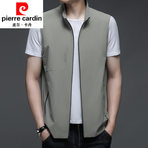 皮尔卡丹（pierre cardin）冰丝马甲男立领春夏季轻薄款户外运动休闲背心潮速干马夹无袖外套 青色 XL 建议130-150斤