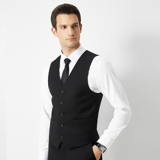 Shanshan suit men's four-season business casual blazer slim groom wedding dress solid color formal suit black (including vest) XL 180/96A(50)
