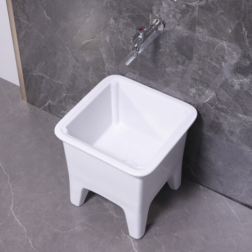 Lefit (lfte) bathroom ceramic wash mop pool balcony mop trough household Taiwan control large, medium and small mop basin courtyard mop pool 905 manual drain + faucet delivery to home