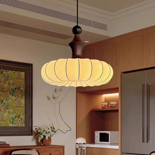 Tiffania Retro Französisch Schlafzimmer Stoff Kronleuchter Muster Chinesische Restaurantbar Tainanyang Romantic Room Hauptlampe AY9898-50 cm Drei-Farben-LED (Walnussfarbe)