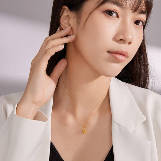 Liuguifu Jewelry 18k gold pendant for women with color gold rose gold romantic snowflake necklace Christmas gift for women Christmas gift K yellow + about 0.85 g + brand gift box