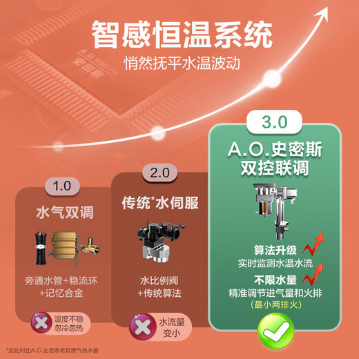 Smith (A.O.SMITH) Garnet 13-liter stainless steel gas water heater, national subsidy, stainless steel heat exchanger package for 8 years, precise control of constant temperature, wind resistance and anti-freeze household natural gas JSQ26-TC1