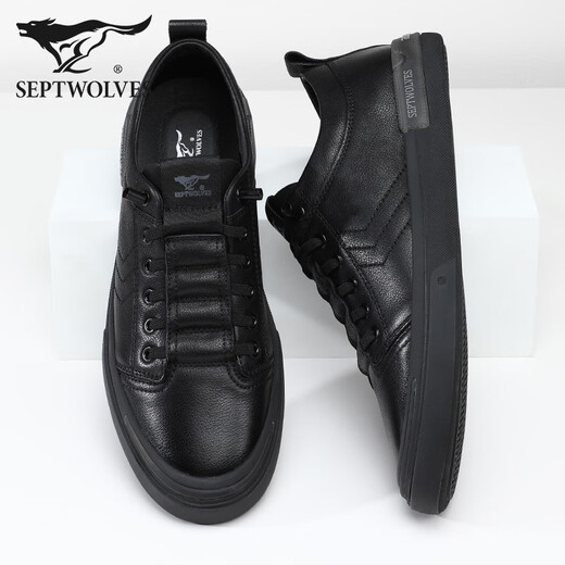 Siete lobos zapatos para hombres nuevos zapatos casuales de cuero genuino zapatos de hombres bajos para hombres zapatos de cuero zapatos de cuero zapatos de cuero negro 42 zapatos de cuero talla