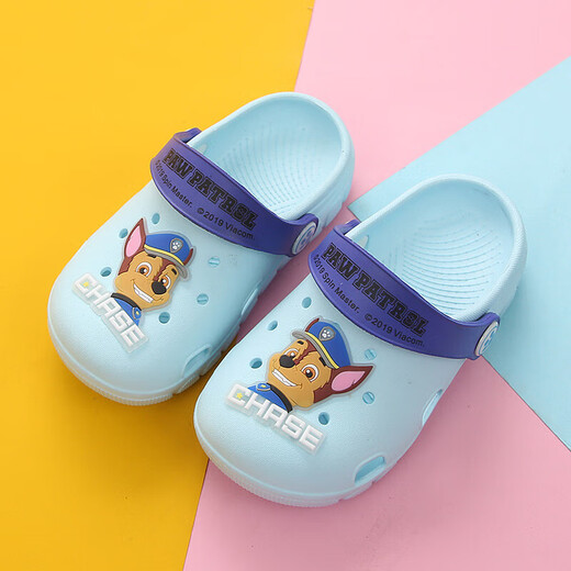 G.Duckkids Wangwang Team Pantoffeln Kindersandalen für Frauen 2023 neue Modejungen, kleine und mittelgroße Kinderbaby Weiche Bottom Beach Hole Schuhe Wangwang Team 2020 Sky Blue Perlen Innere Länge 14140 Geeignet für 22