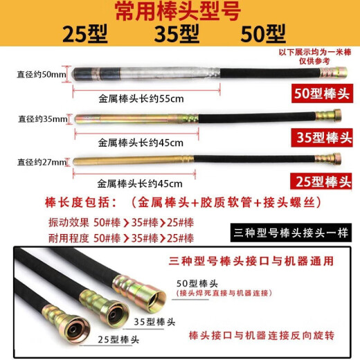 CLCEY portable concrete vibrator vibrator small cement vibrator single-phase electric 220V 3880W+ (50 type 1.5m rod)