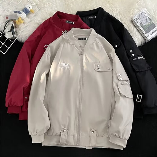 
Digada Jacket Men's Spring and Autumn Style American Retro Pilot Loose Trendy Brand Handsome Couple Baseball Jacket CRB-J695 Black 2XL