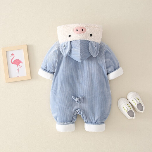 Wing Paper Kite baby clothes cotton thickening autumn and winter newborn baby long-sleeved jumpsuit cartoon outing romper piggy cotton pink 73CM