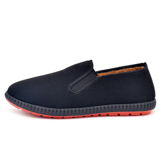 Weizhi traditional old Beijing cloth shoes men's winter velvet lazy slip-ons WZ1016 black 42