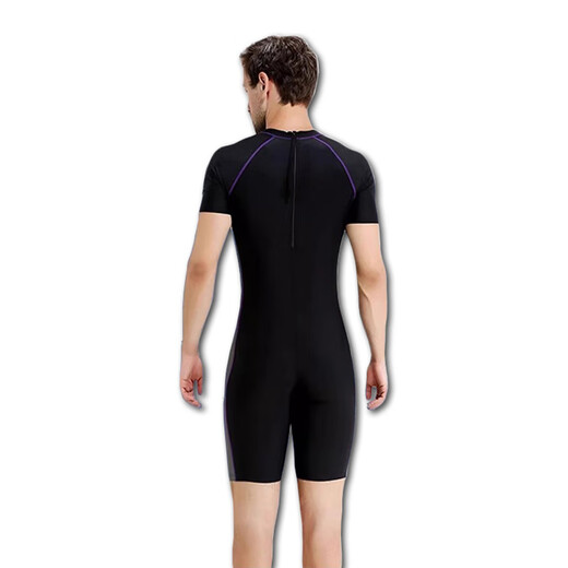 YONJEN Unisex short-sleeved swimsuit with back zipper, cold and sun protection surf suit, wetsuit and warm swimsuit Y2270 swimsuit + fish scale swimming cap 2XL (1.70m/130Jin Jin is equal to 0.5kg)