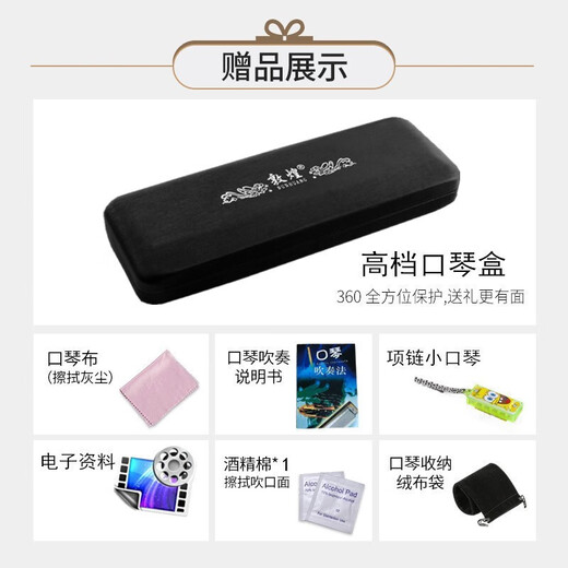 敦煌上海老品牌敦煌28孔F调G调复音D调重音C调口琴初学者演奏送礼乐器 28孔金色复音A调