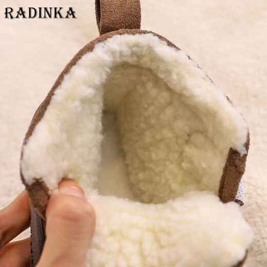 Radinka2025冬季新款加绒宝宝学步鞋软底防滑男女婴儿棉鞋保暖雪地靴HNX M1咖啡色（尺码偏大） 18码/内长14cm