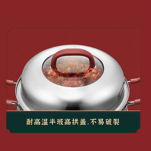 Aistar Steamer 304 stainless steel double-layer household kitchen steamer, steamer, soup pot, steamer, steamer, gas induction universal, high-arch visible half-glass cover steamer, 2 layers, 28cm