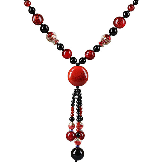 Ancient sayings and modern style Agate sweater chain women's long versatile pendant pendant necklace pendant accessories 2025 new autumn and winter Yitong chain circumference 67cm