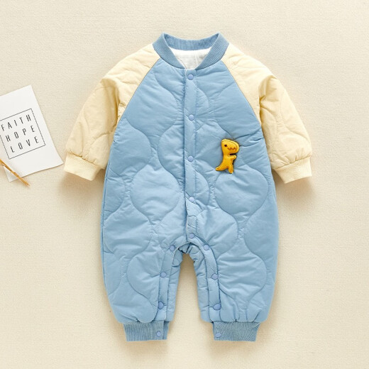 Splash Child super cute baby spring and autumn long-sleeved jumpsuit going out and hugging clothes and crawling clothes baby internet celebrity cartoon jumpsuit 6023 little dinosaur cotton coat blue (early spring thin cotton) 66 yards/0-3 months (3-5kg, )