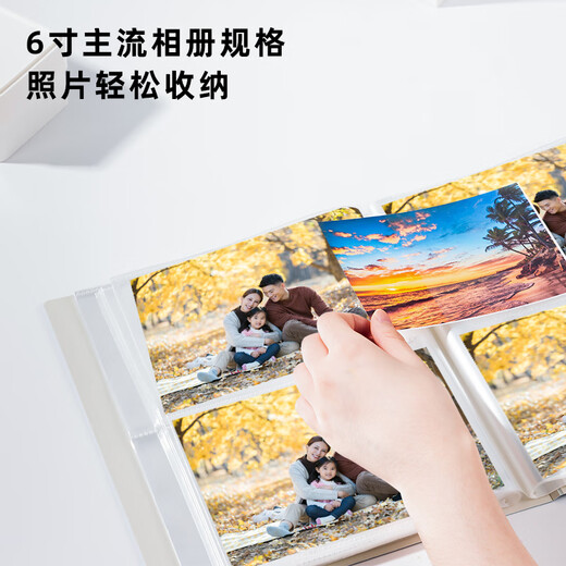 Deli (deli) photo album album 6-inch photo album family photo album large-capacity photo plastic interstitial mixed-pack children's growth record album baby photo album blue PQ852