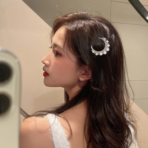 Idel star's same moon hair clip girl side clip Korean headwear back of head top clip clip hair accessory A3X403-B246 moon girl hair clip