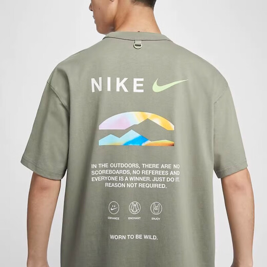 Nike (NIKE) men's T-shirt summer back label printed loose cotton thick shoulder short-sleeved top HF6172-133/main picture 170/88A/M