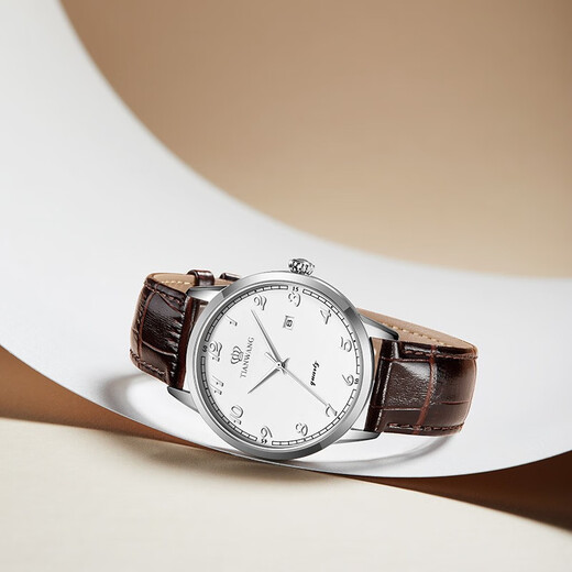 TIAN WANG watch casual belt quartz watch fashion student couple watch watch Valentine's Day gift for girlfriend white plate brown belt men's watch 3886