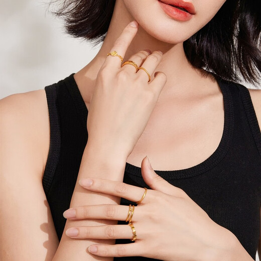 Gold Supreme (3DG Jewelery) Mobius Women's Ring 999 Pure Gold Ring New Gold Ring Plain Ring Birthday Gift Price No. 11-1.56g (including labor cost 112 yuan)