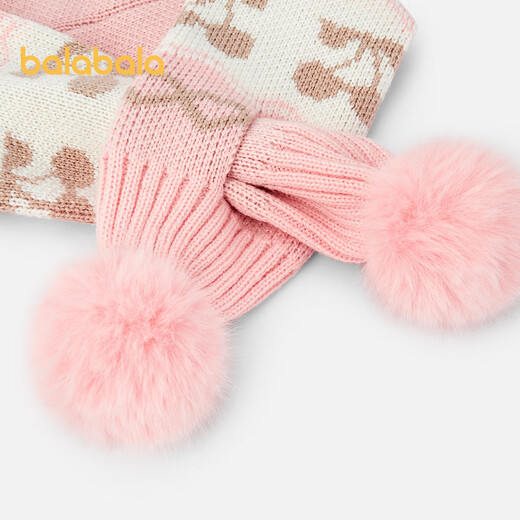 Balabala children's scarf girls' woolen knitted scarf winter warm, sweet and cute pink 60001 110cm