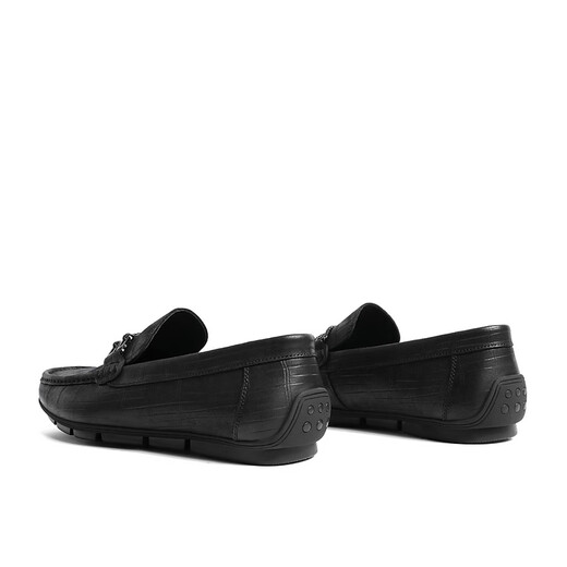 Belle pedals genuine leather bean bean loafers men's spring and summer breathable comfortable casual leather shoes driving shoes A1106BM3 black 40 (250mm)